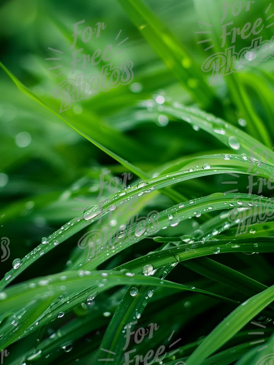 Fresh Green Grass with Dew Drops: Nature's Refreshing Beauty