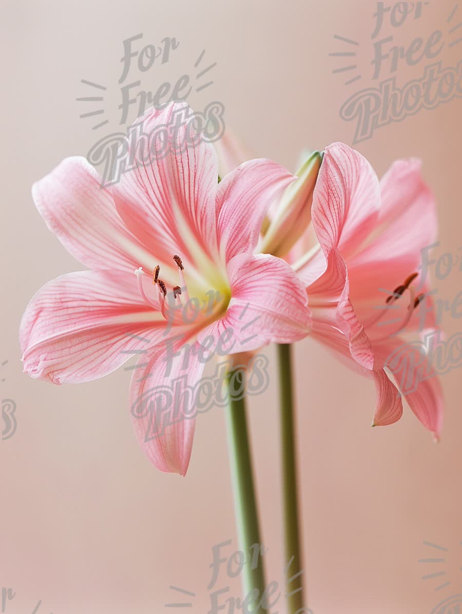 Delicate Pink Amaryllis Flowers on Soft Background - Elegant Floral Decor