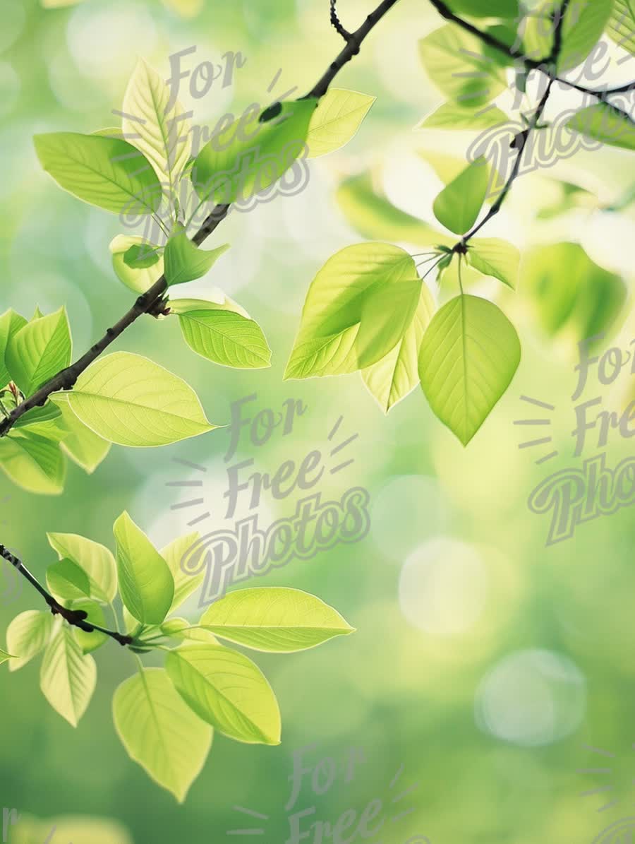 Fresh Green Leaves in Soft Natural Light - Spring Awakening and Nature Background