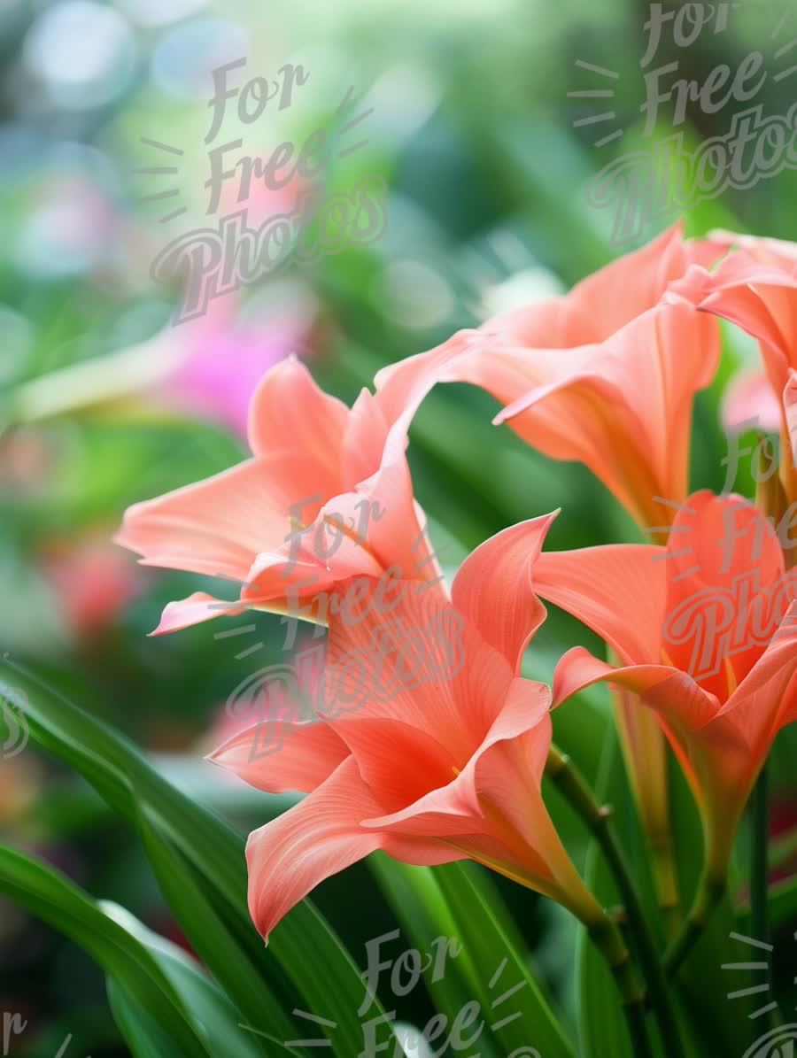 Vibrant Pink Tropical Flowers in Lush Greenery - Nature's Beauty