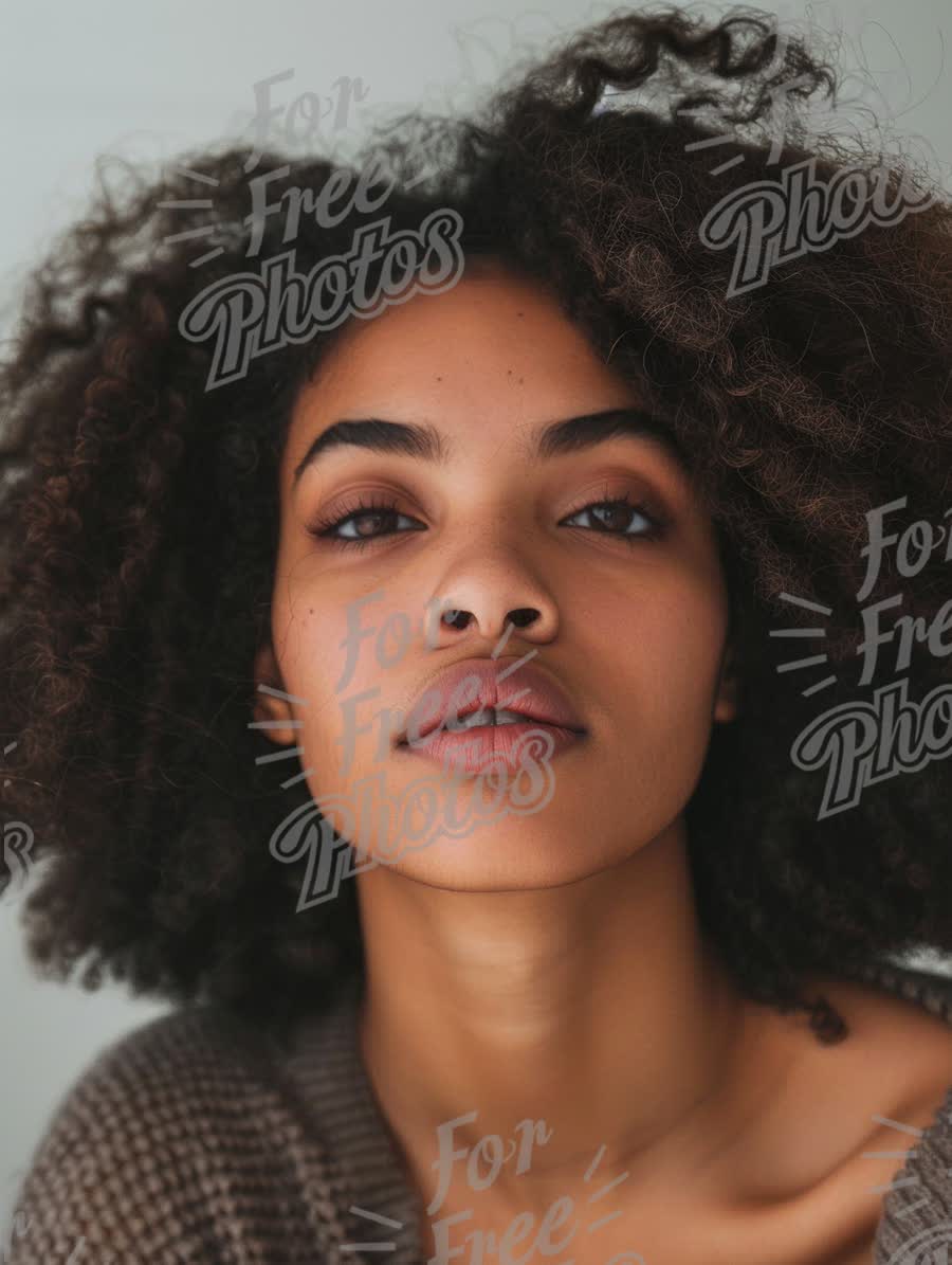 Natural Beauty Portrait of a Confident Young Woman with Curly Hair