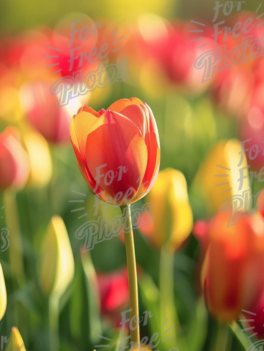 Vibrant Tulip Bloom in Colorful Spring Garden