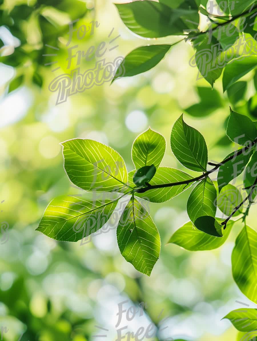 Fresh Green Leaves with Sunlight Bokeh - Nature Background