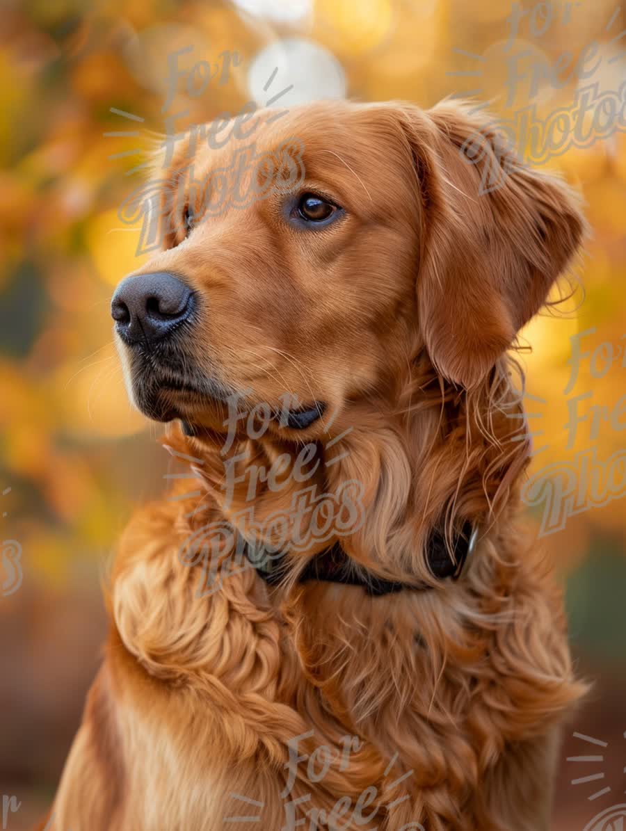 Golden Retriever Portrait in Autumn Leaves - Warm and Inviting Dog Photography