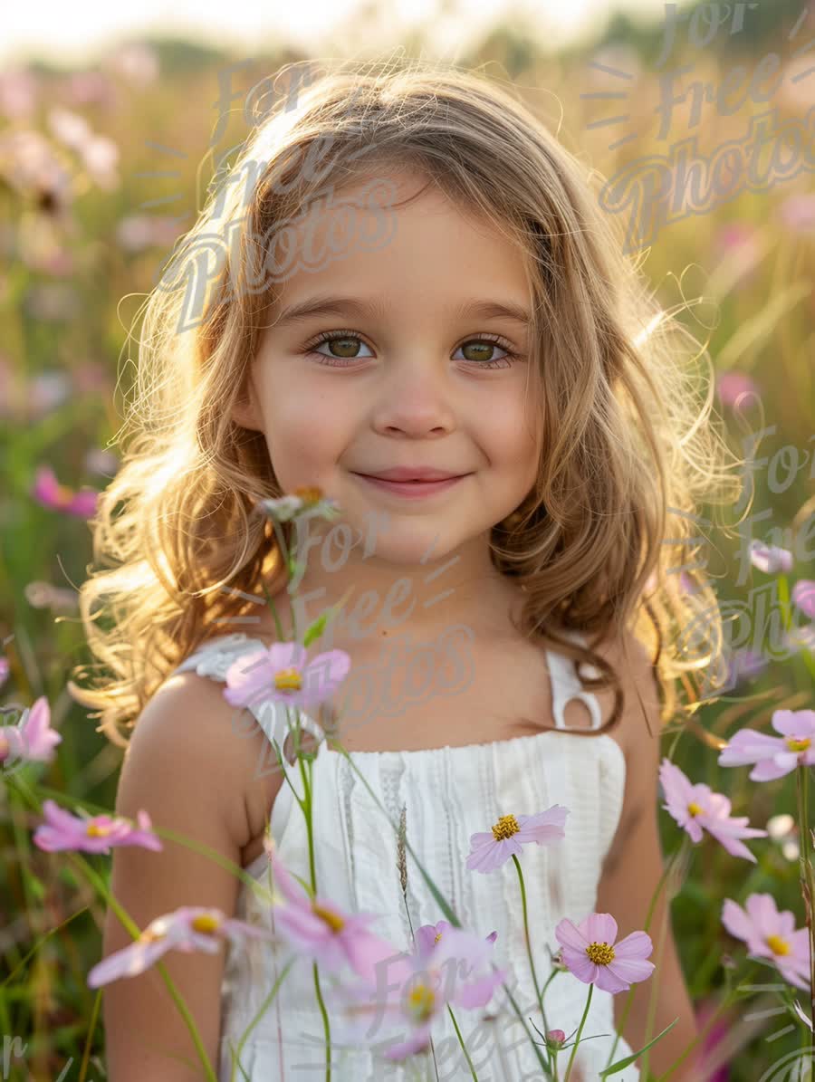 Joyful Child in Flower Field: Natural Beauty and Innocence