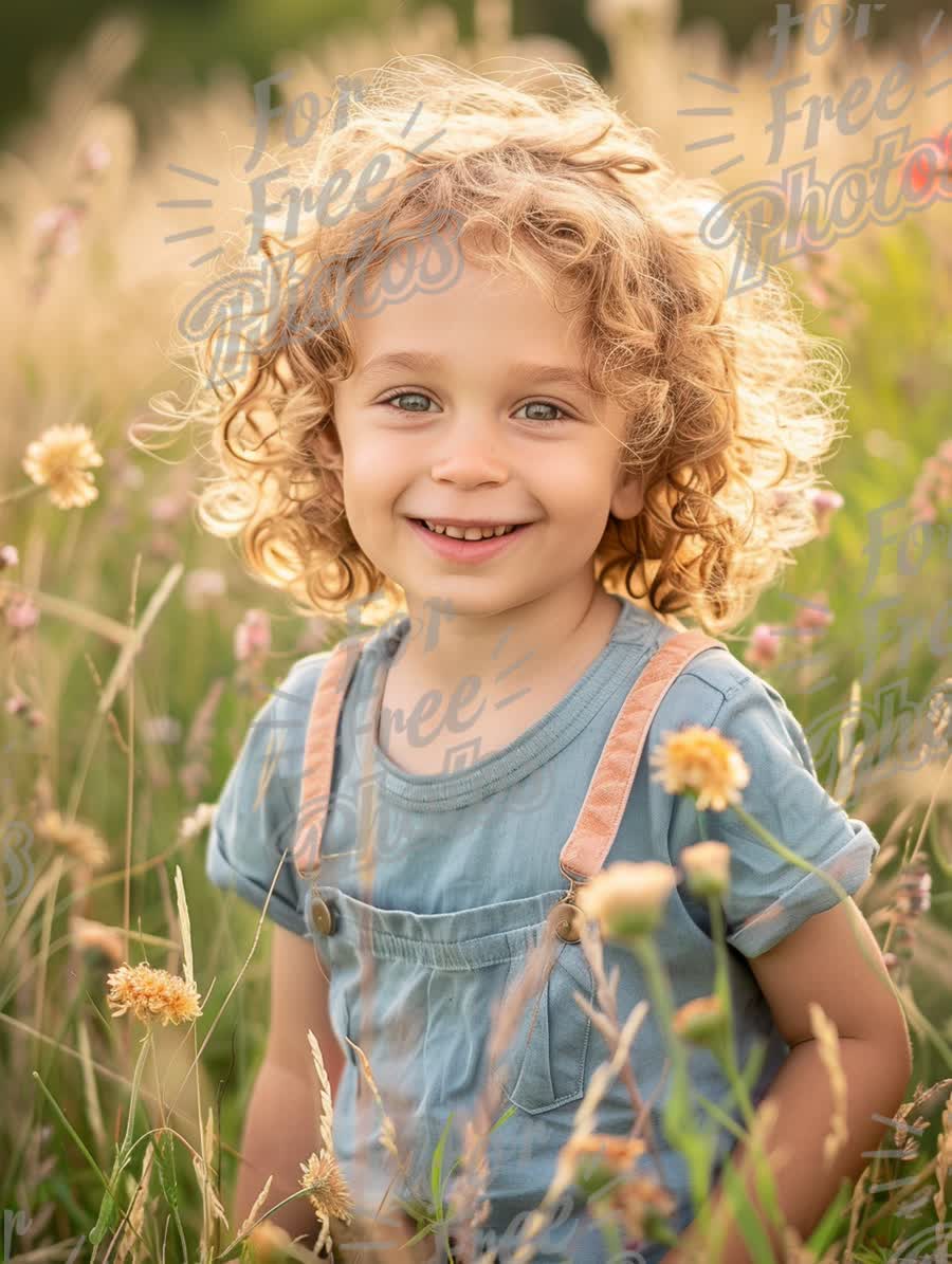 Joyful Child in a Sunlit Meadow: Nature, Happiness, and Childhood Innocence