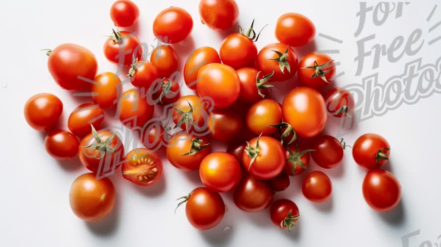 Fresh Cherry Tomatoes on White Background - Healthy Eating, Organic Produce, Farm-to-Table