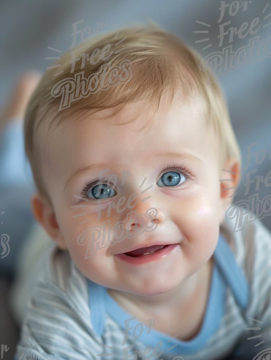 Adorable Baby with Bright Blue Eyes and Cheerful Smile