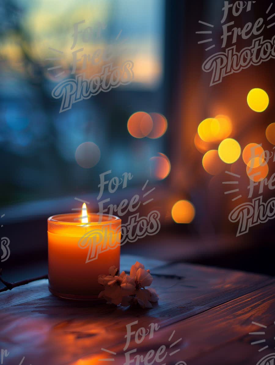 Cozy Candlelight with Bokeh Background: Warm Ambiance for Relaxation and Serenity