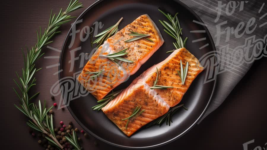 Fresh Grilled Salmon with Rosemary Garnish on Elegant Plate