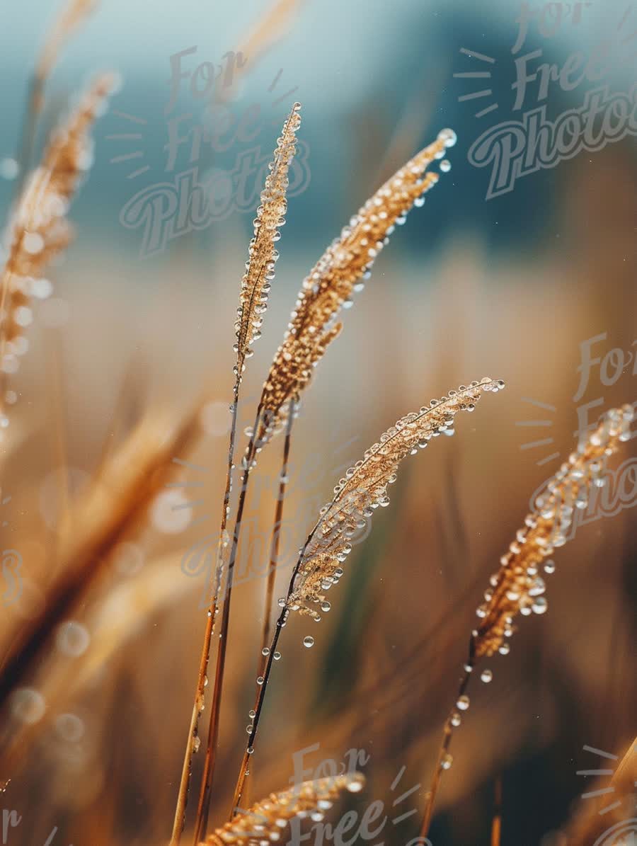 Morning Dew on Golden Grass: Nature's Serenity and Freshness