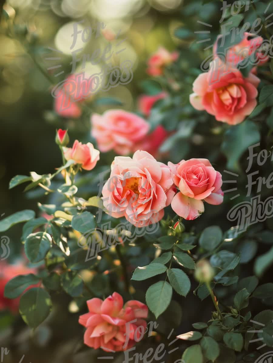 Beautiful Pink Roses in Bloom with Soft Bokeh Background