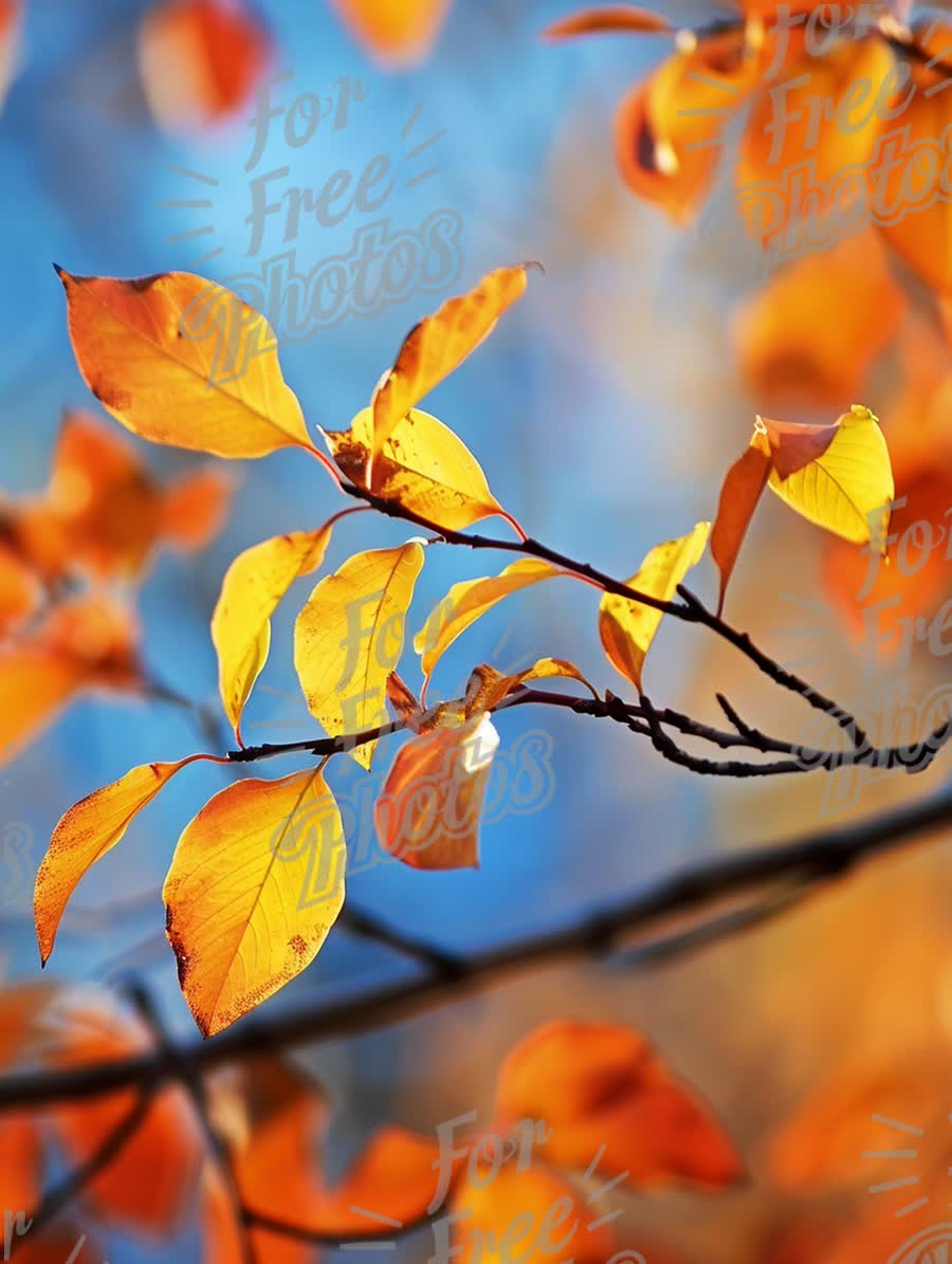 Vibrant Autumn Leaves Against a Clear Blue Sky