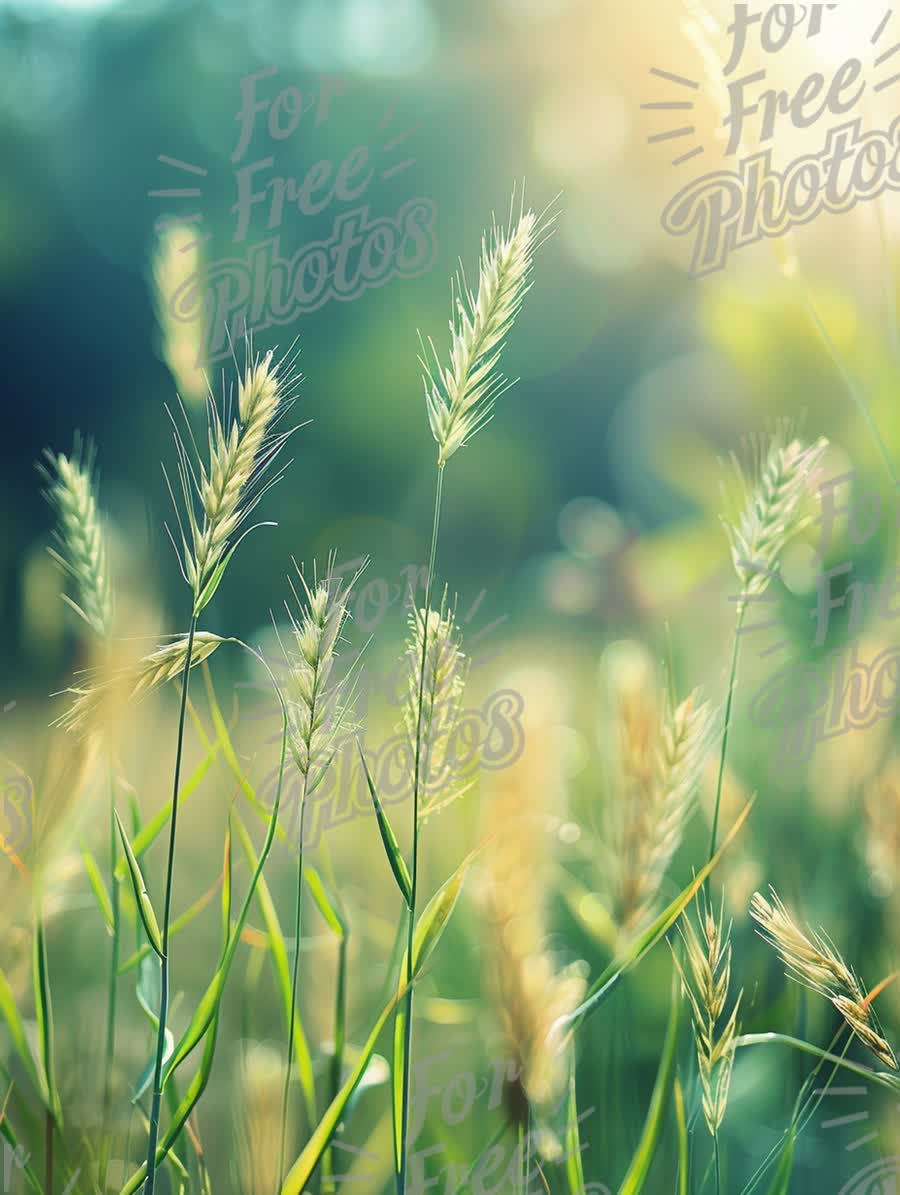 Golden Sunlit Grass: Nature's Serenity and Tranquility