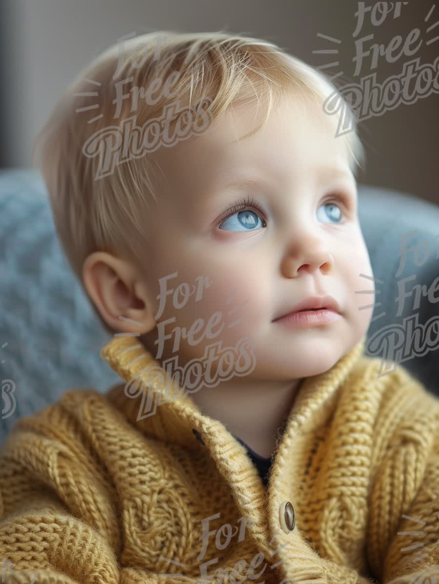 Adorable Toddler with Blue Eyes in Cozy Knit Sweater