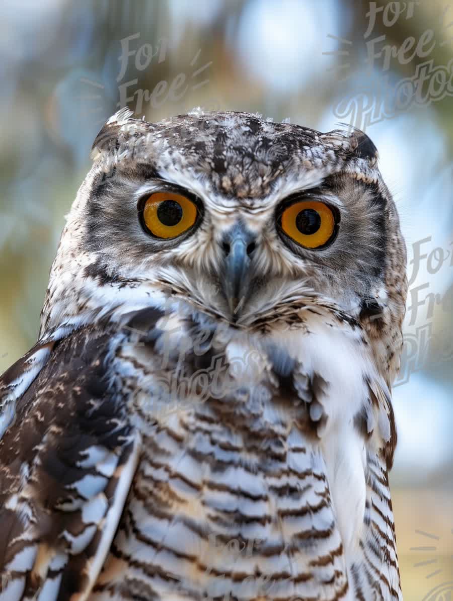 Majestic Owl Portrait with Striking Yellow Eyes in Natural Habitat