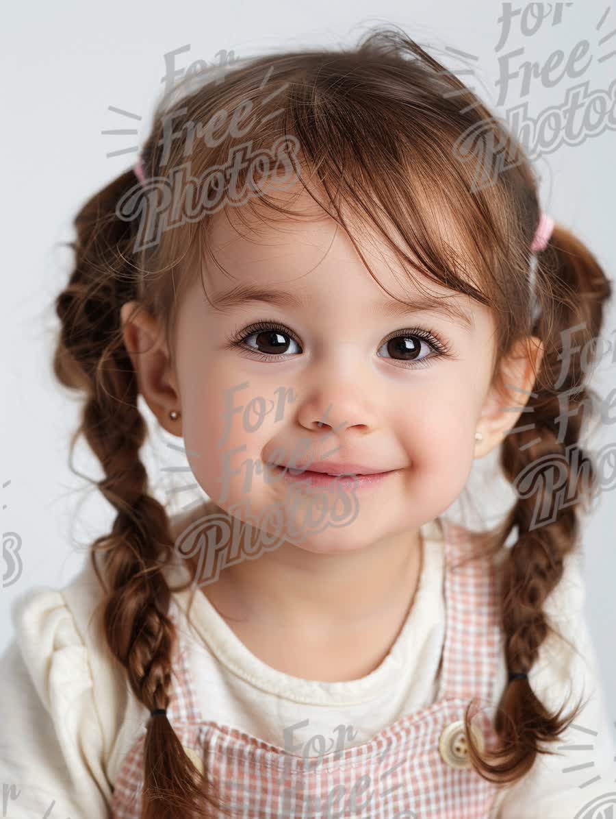 Adorable Smiling Toddler with Braids: Cute Child Portrait for Family and Parenting Themes