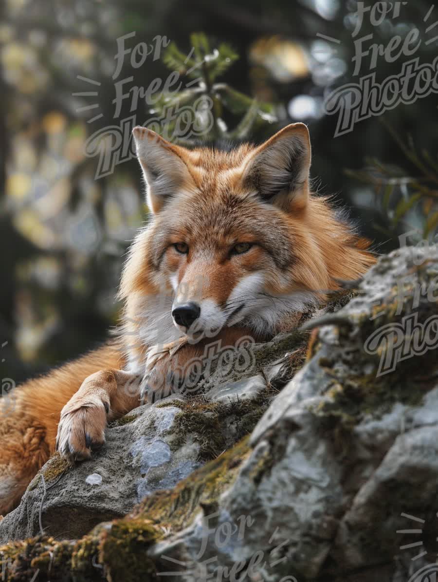 Majestic Coyote Resting on Rocky Outcrop in Natural Habitat