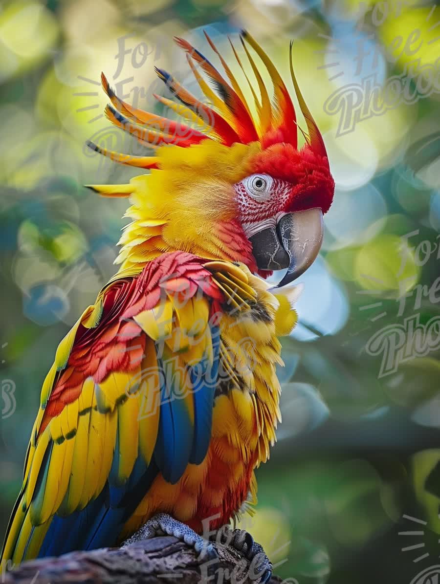 Vibrant Scarlet Macaw Portrait with Lush Green Background