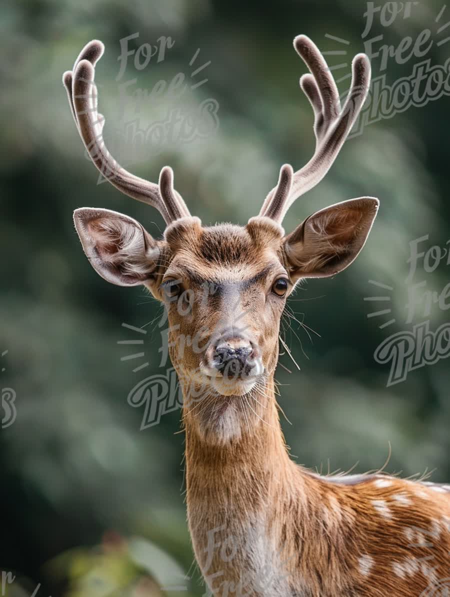 Majestic Male Deer Portrait with Antlers in Natural Habitat