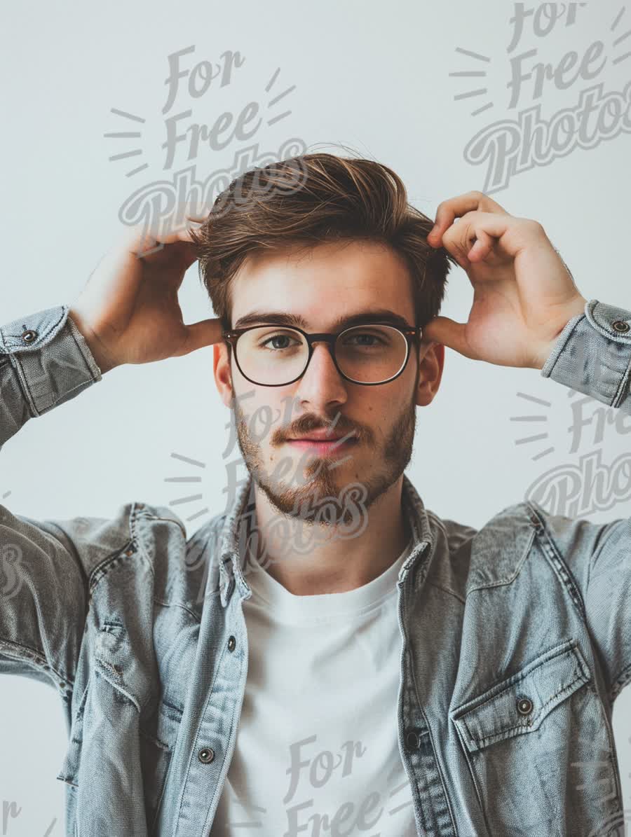 Stylish Young Man with Glasses in Casual Outfit - Modern Portrait for Lifestyle and Fashion