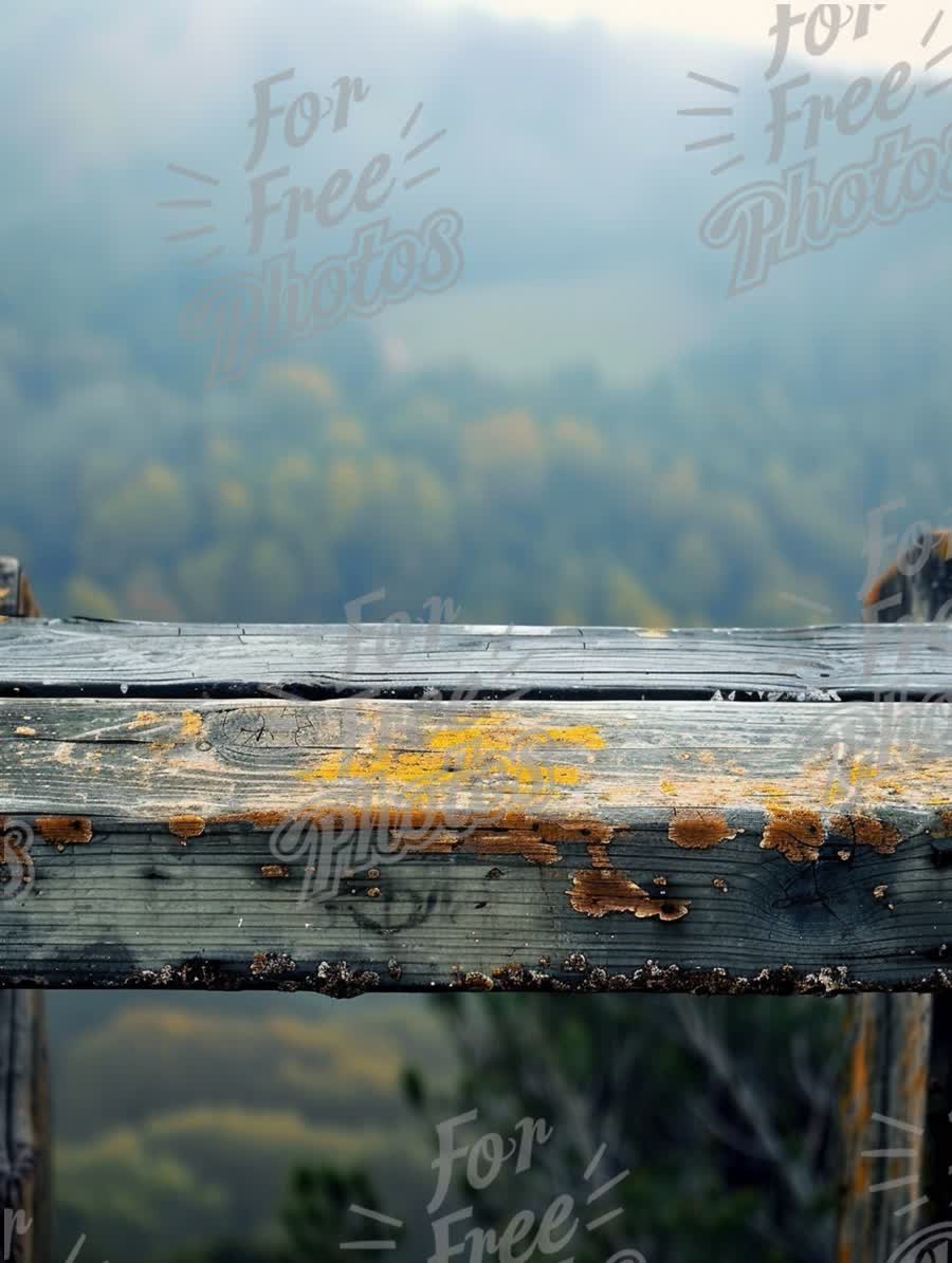 Rustic Wooden Surface with Scenic Nature Background: Perfect for Outdoor Adventure and Travel Themes