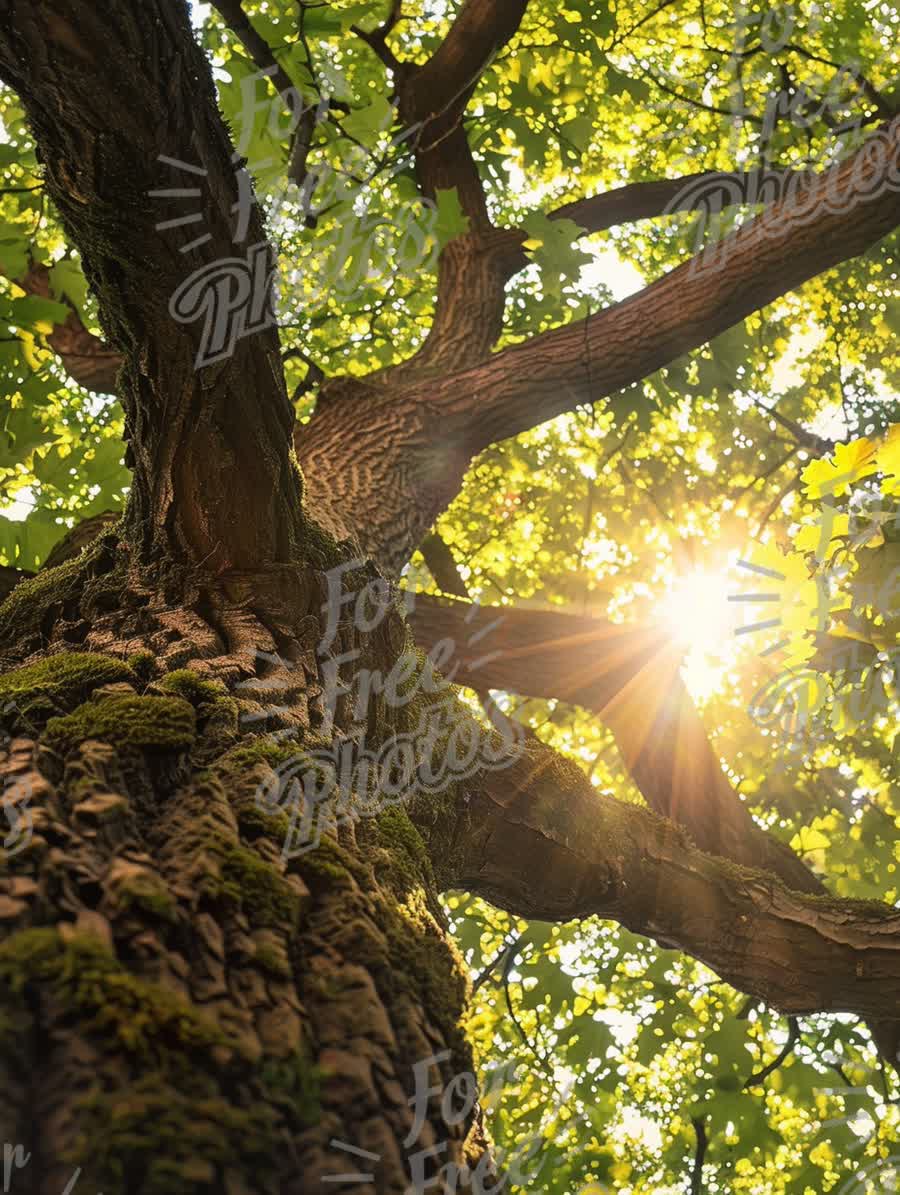 Majestic Tree Canopy with Sunlight Filtering Through Leaves