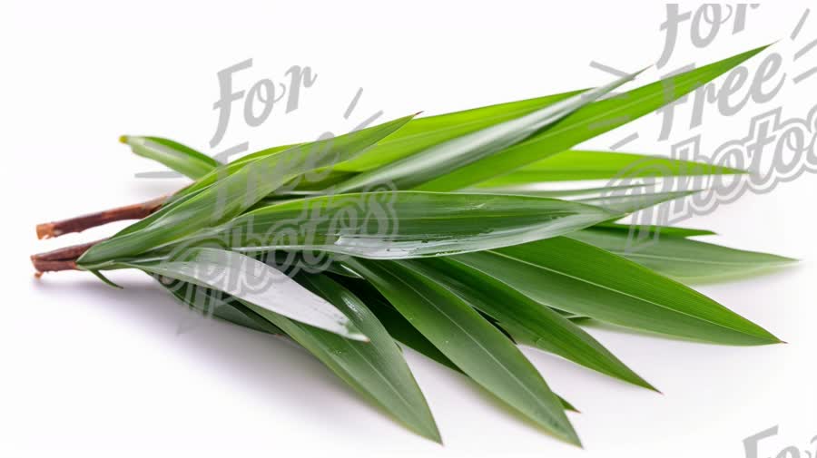 Fresh Green Bamboo Leaves on White Background - Natural Decor and Wellness Concept