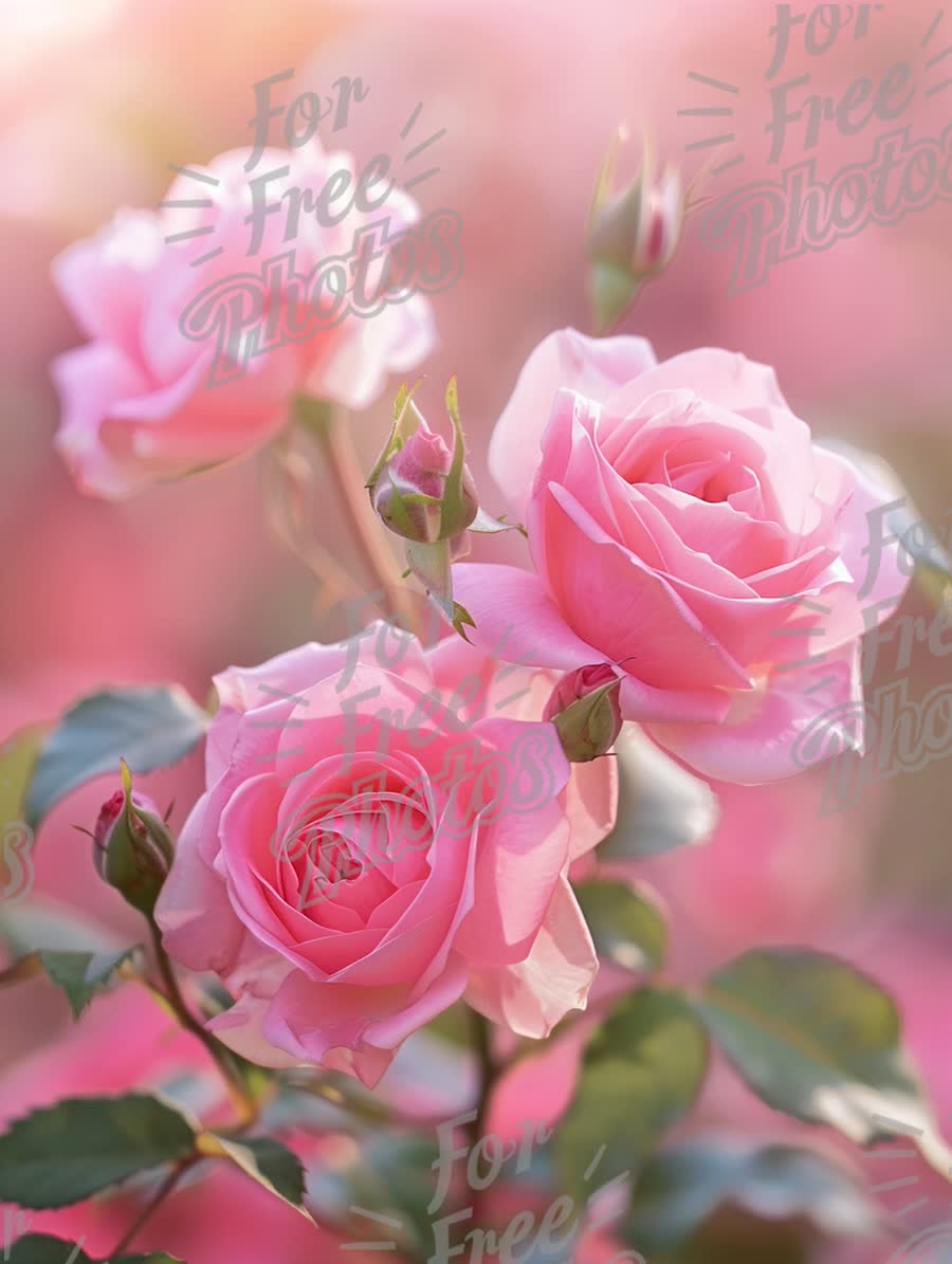 Delicate Pink Roses in Bloom: Romantic Floral Background for Weddings and Events