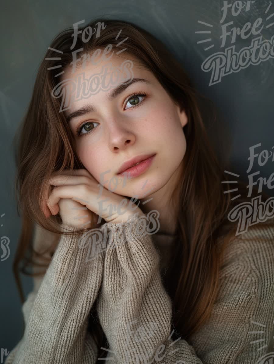 Natural Beauty Portrait of Young Woman with Soft Lighting