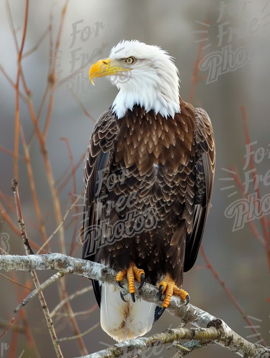 Majestic Bald Eagle Perched on a Branch in Natural Habitat