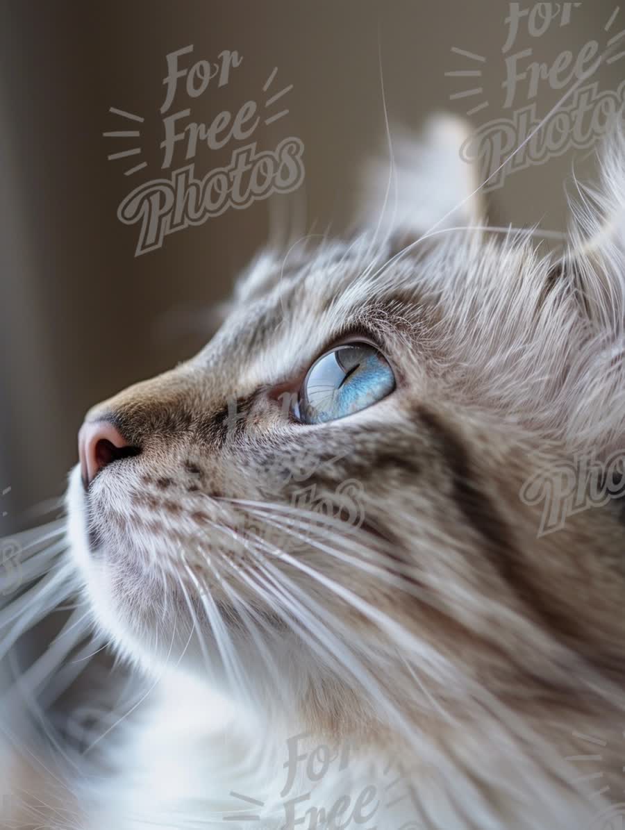 Close-Up of a Majestic Cat with Striking Blue Eyes and Soft Fur