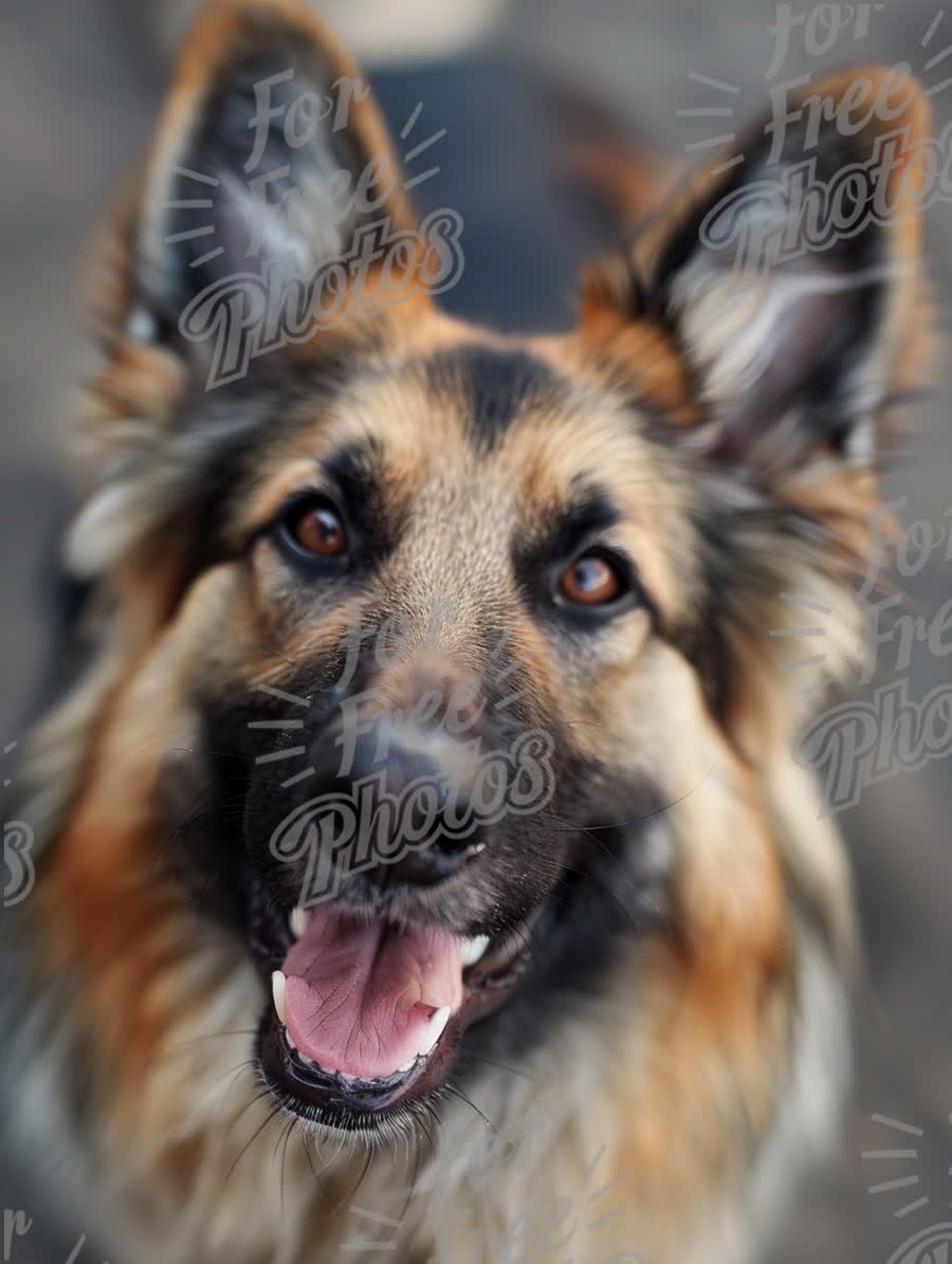 Happy German Shepherd Dog Portrait with Playful Expression