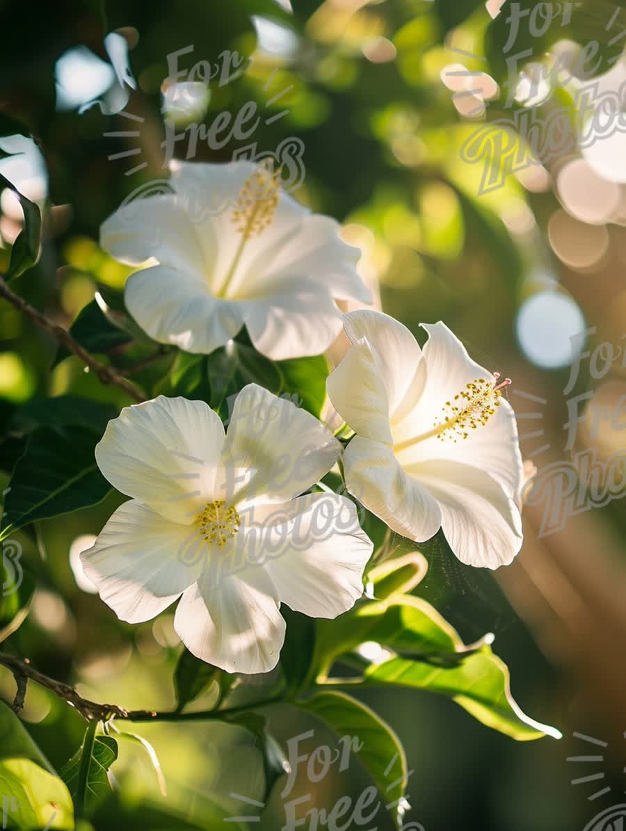 Beautiful White Hibiscus Flowers in Soft Natural Light