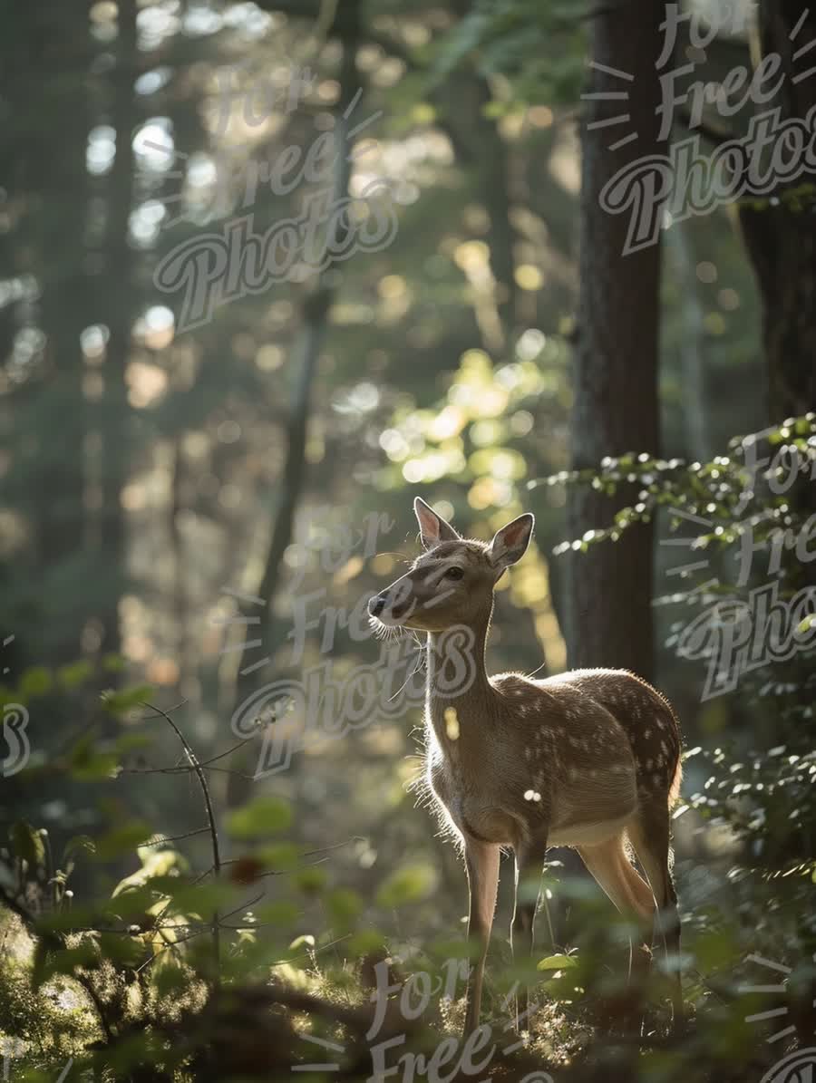 Majestic Deer in Serene Forest Setting: Nature's Beauty and Wildlife