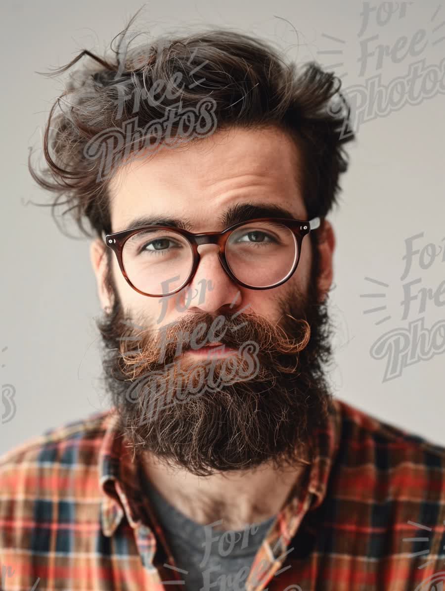 Stylish Bearded Man with Glasses in Casual Attire