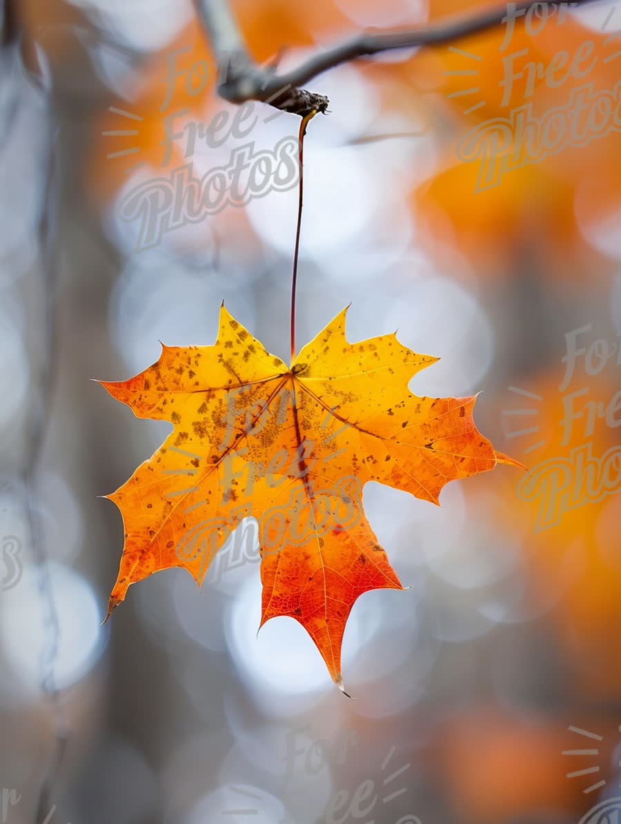 Vibrant Autumn Maple Leaf with Bokeh Background