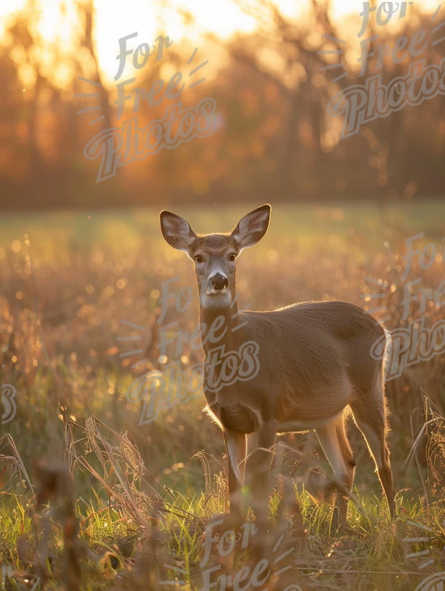 Majestic Doe in Golden Sunset: Serene Wildlife in Natural Habitat