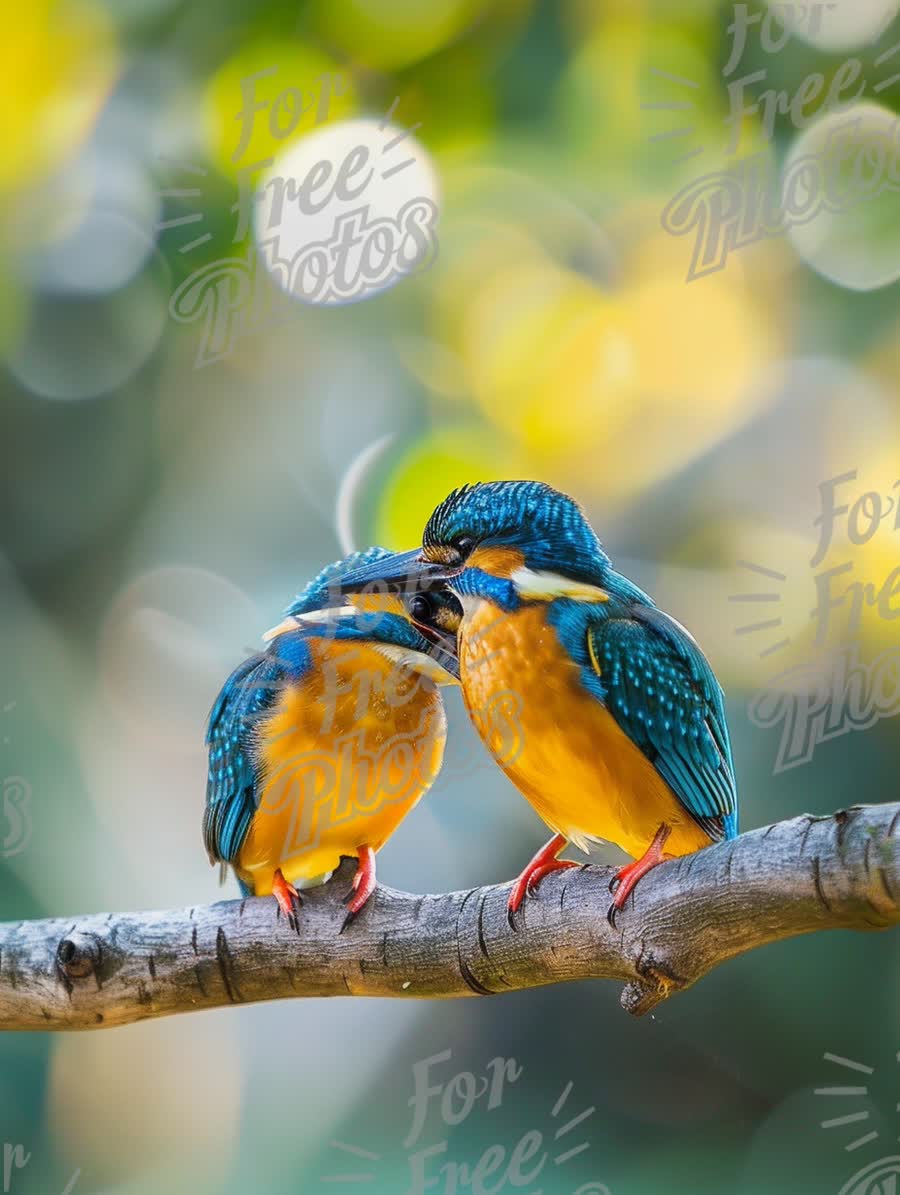 Colorful Kingfishers in Love: Nature's Romantic Moment