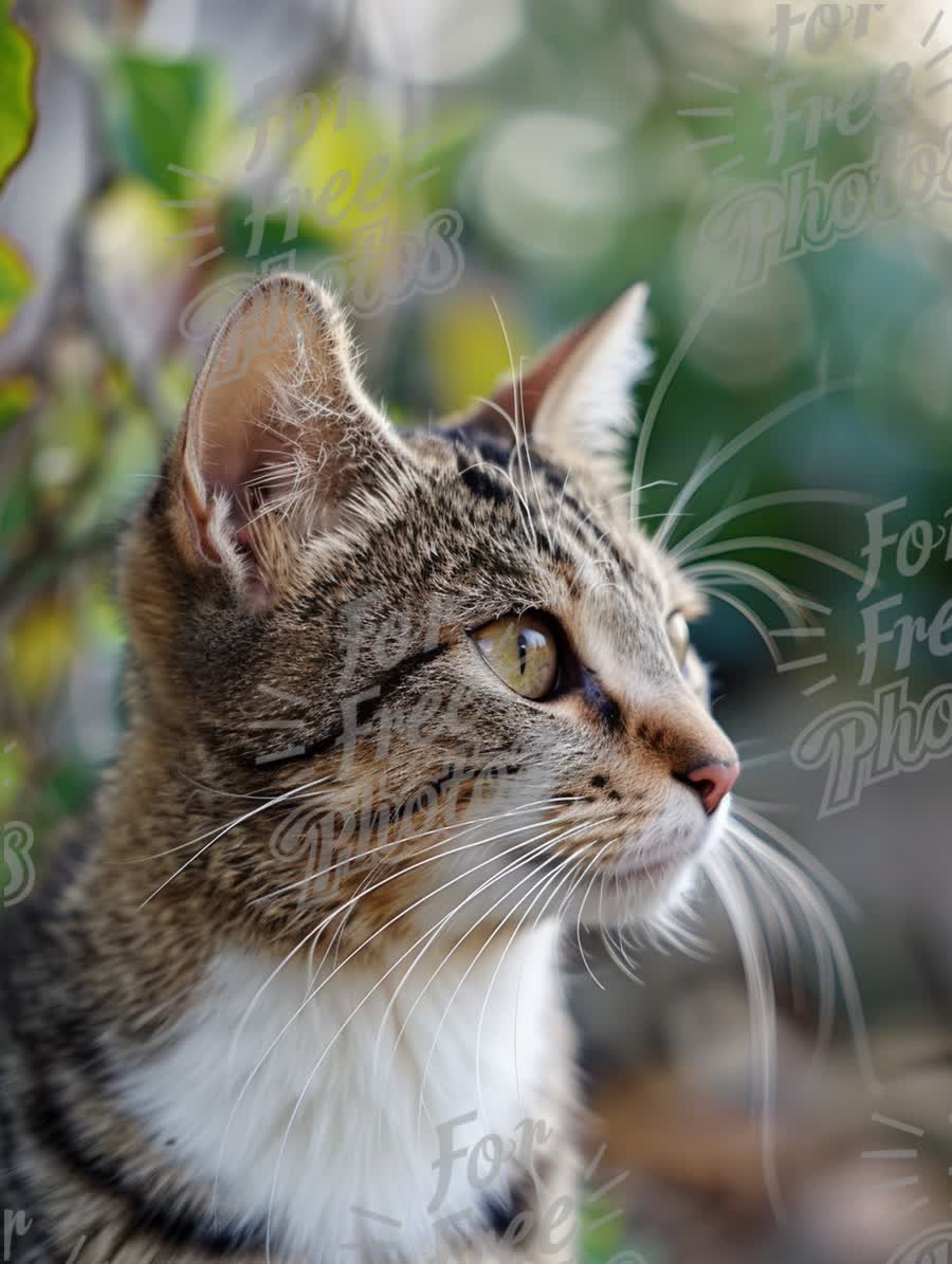 Close-Up of a Curious Tabby Cat with Soft Bokeh Background