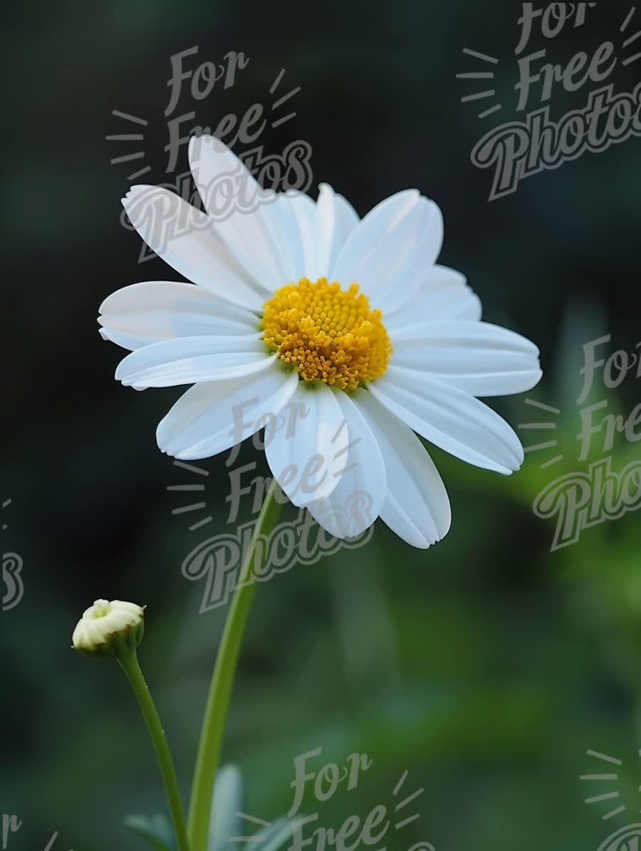 Beautiful White Daisy Flower with Yellow Center in Natural Setting