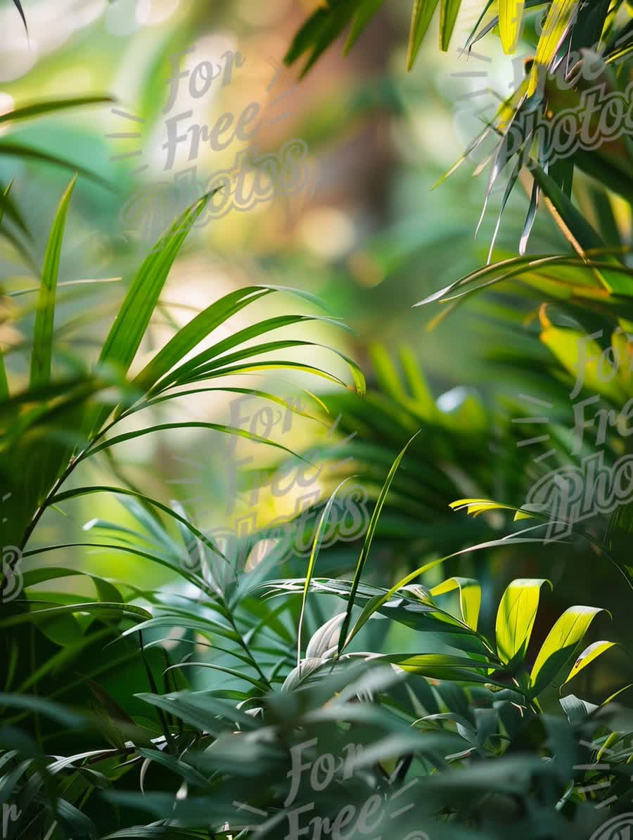 Lush Green Tropical Foliage with Soft Natural Light