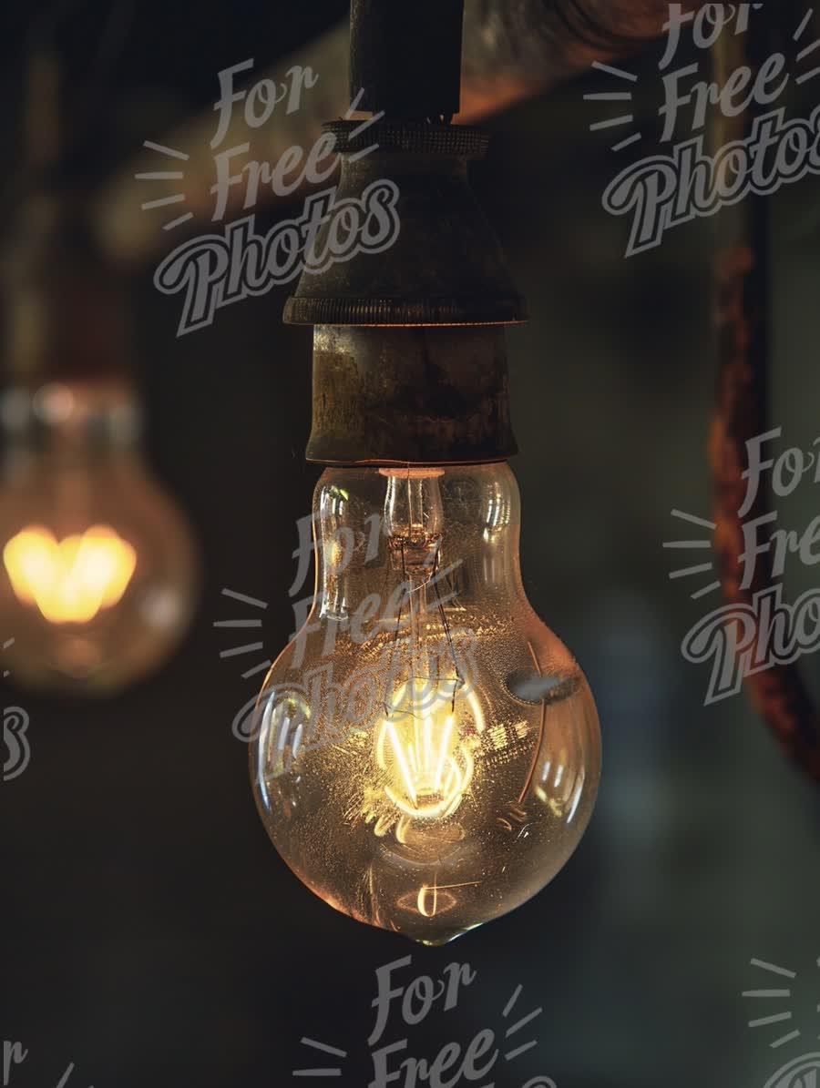 Vintage Edison Bulb with Warm Glow in Industrial Setting