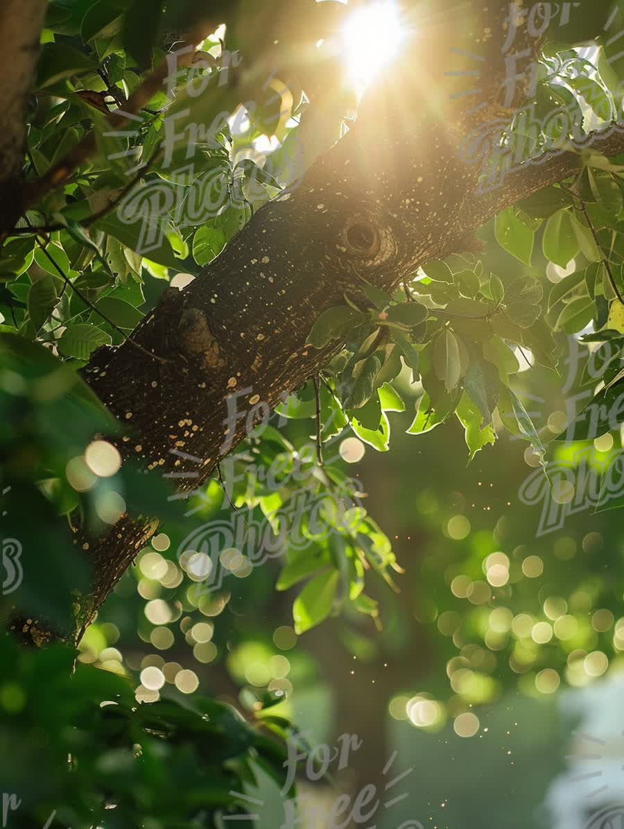 Sunlight Filtering Through Lush Green Leaves: Nature's Serenity and Beauty