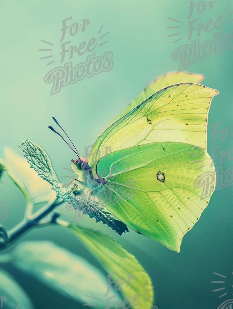 Delicate Green Butterfly on Leaf: Nature's Serenity and Beauty