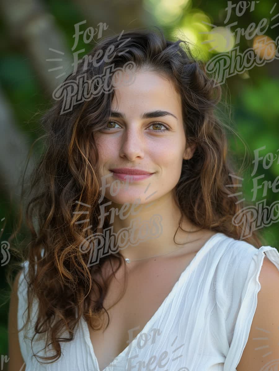 Natural Beauty Portrait with Lush Green Background - Fresh and Radiant Woman