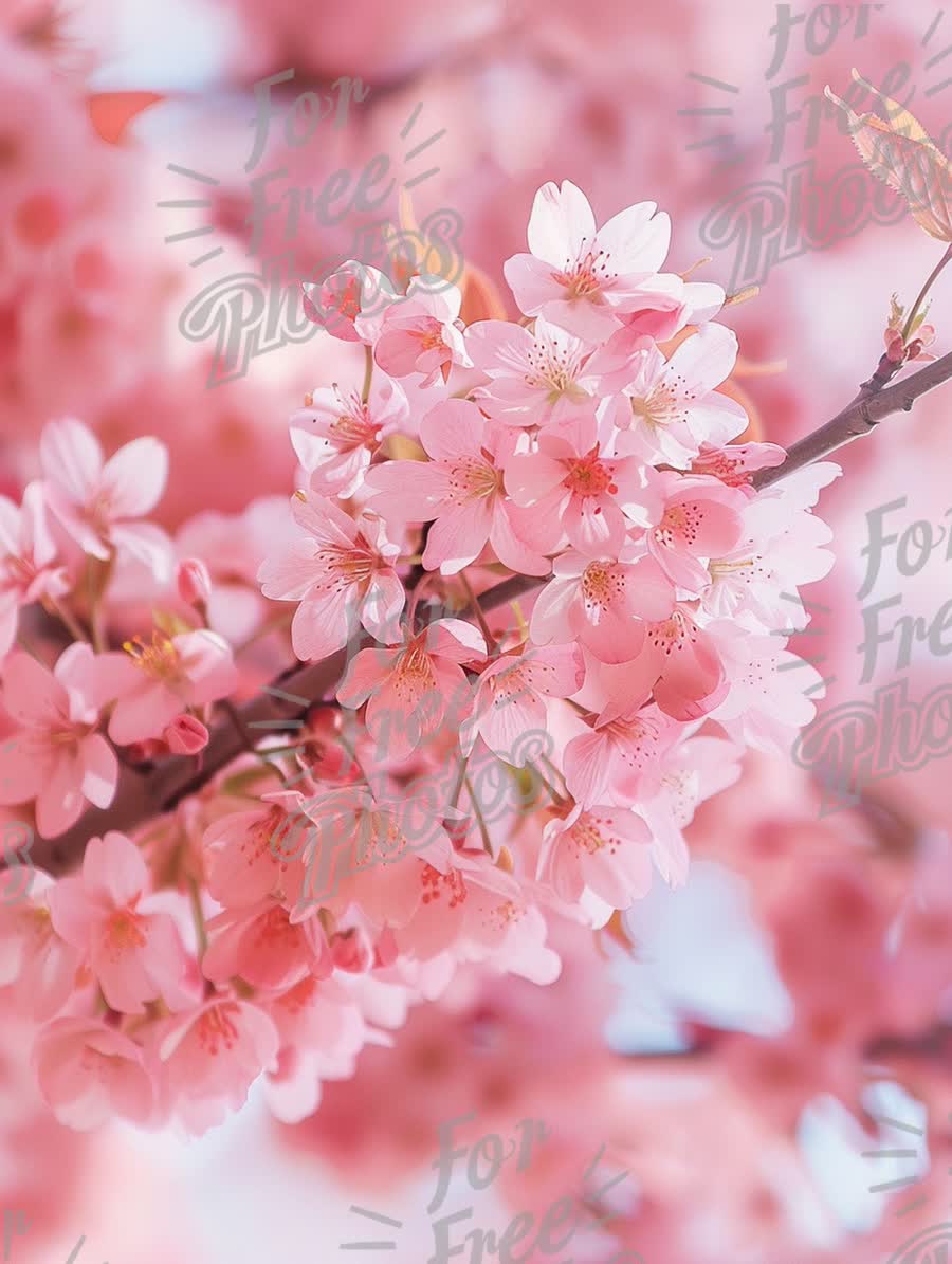 Delicate Cherry Blossom Blooms in Soft Pink - Spring Floral Beauty