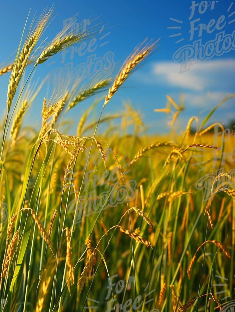 Golden Wheat Field Under Clear Blue Sky - Agriculture and Nature Background