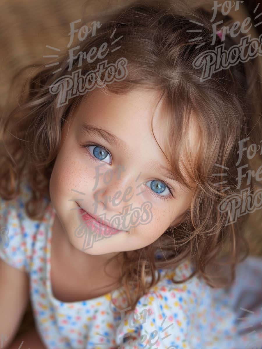 Charming Smiling Girl with Freckles and Bright Blue Eyes