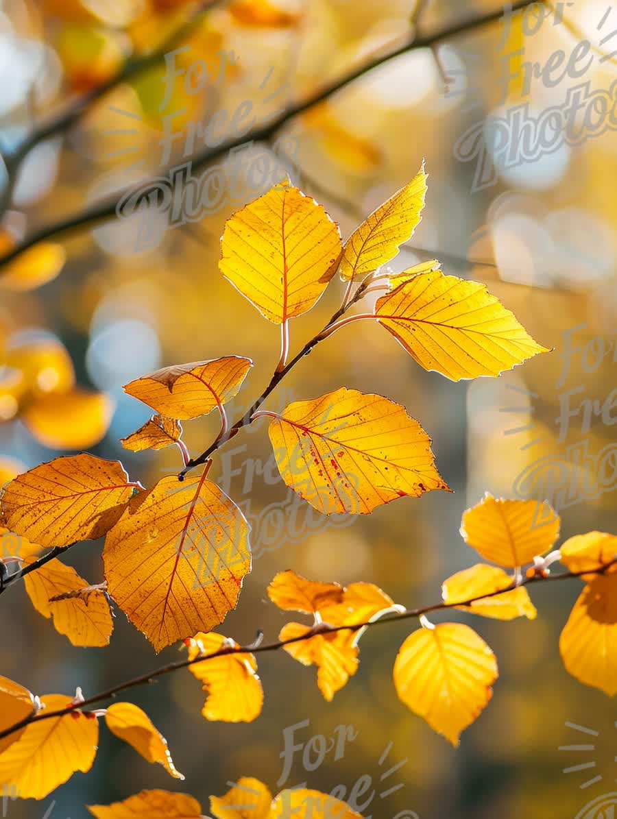 Golden Autumn Leaves with Soft Bokeh Background